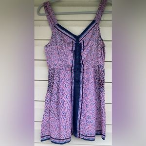 Free People Women's Sleevless Top Blue and Pink Floral